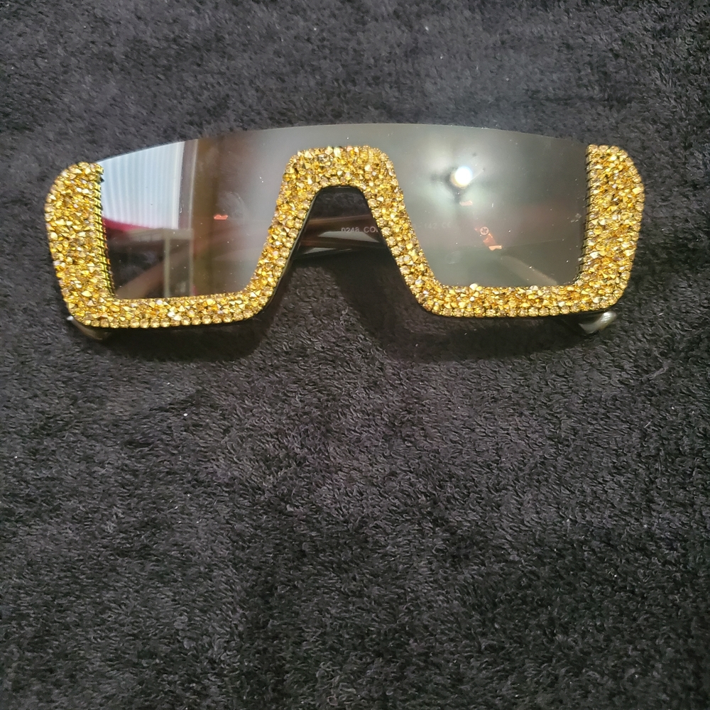 Source Unknown Gold Crystal Sunglasses